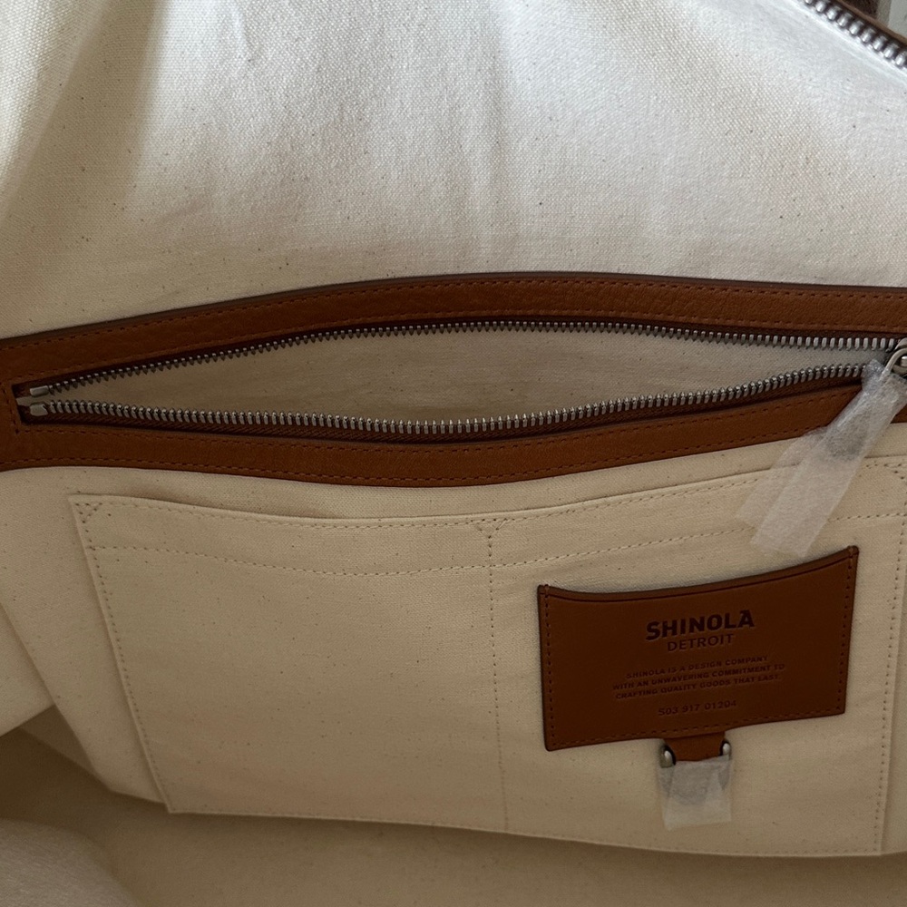 Shinola Classic Canfield Holdall Tan Leather Duffel Bag New! - Picture 8 of 12